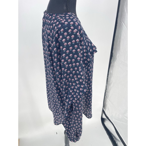 Loft Blue Pink‎ Polka Dot Ruffle Blouse Size S Frill Viscose Spot Top Bin11 - Picture 5 of 8